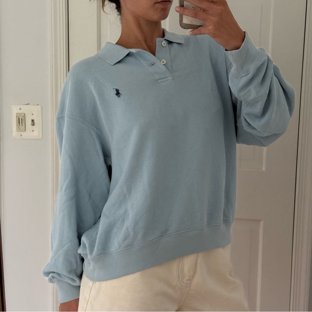 Ralph Lauren Blue Island Fleece Polo- Large - Picture 6 of 9